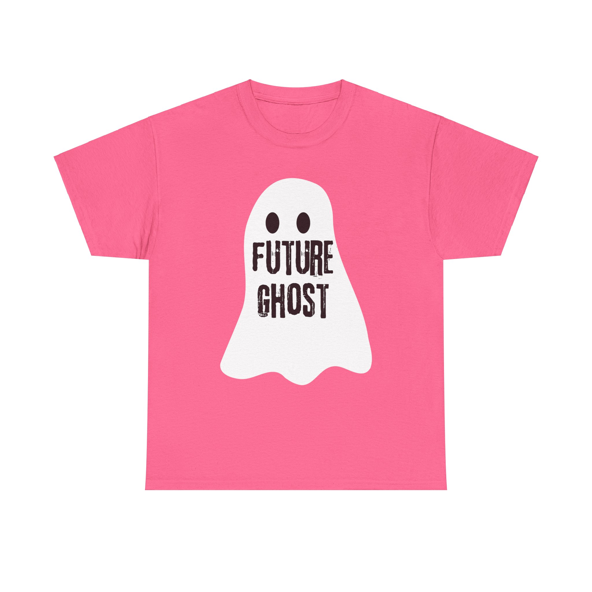 Future Ghost on a shirt in the color Safety Pink. - Memento Mary