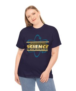 Science It's What We're Made Of on a shirt in the color Blackberry. - Memento Mary