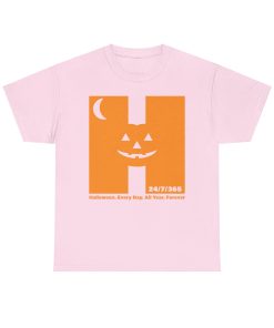 Halloween. Every Day. All Year. Forever in orange on a shirt in the color Light Pink - Memento Mary