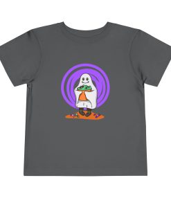 Trick-or-treating ghost on a shirt in the color Asphalt - Memento Mary