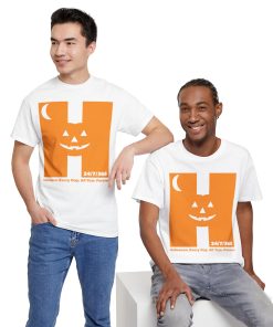 Halloween. Every Day. All Year. Forever in orange on a shirt in the color White - Memento Mary