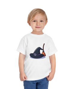 Witches hat and broom on a shirt in the color White - Memento Mary