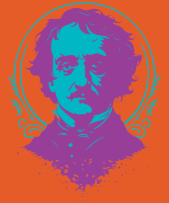 Colorful Edgar Allan Poe Portrait on a shirt in the color Orange - Memento Mary