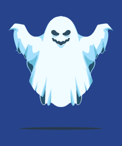 Hovering Ghost on a shirt in the color Royal - Memento Mary