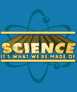 Science It's What We're Made Of on a shirt in the color Sapphire. - Memento Mary