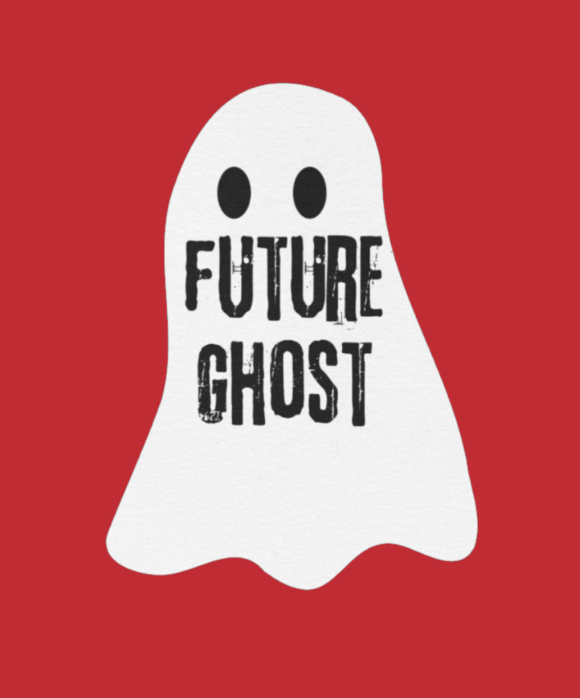 Future Ghost on a shirt in the color Red. - Memento Mary
