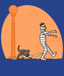 Mummy and dog on a shirt in the color Royal - Memento Mary