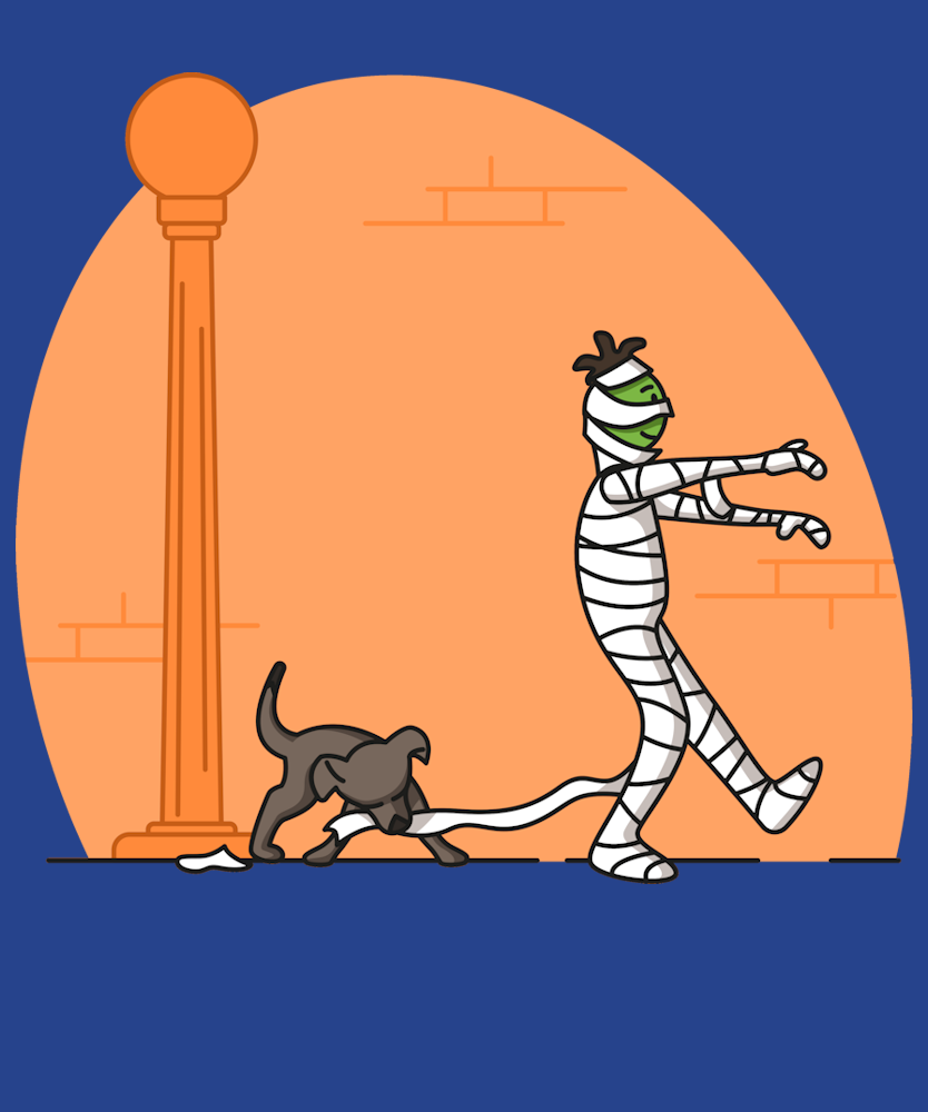 Mummy and dog on a shirt in the color Royal - Memento Mary